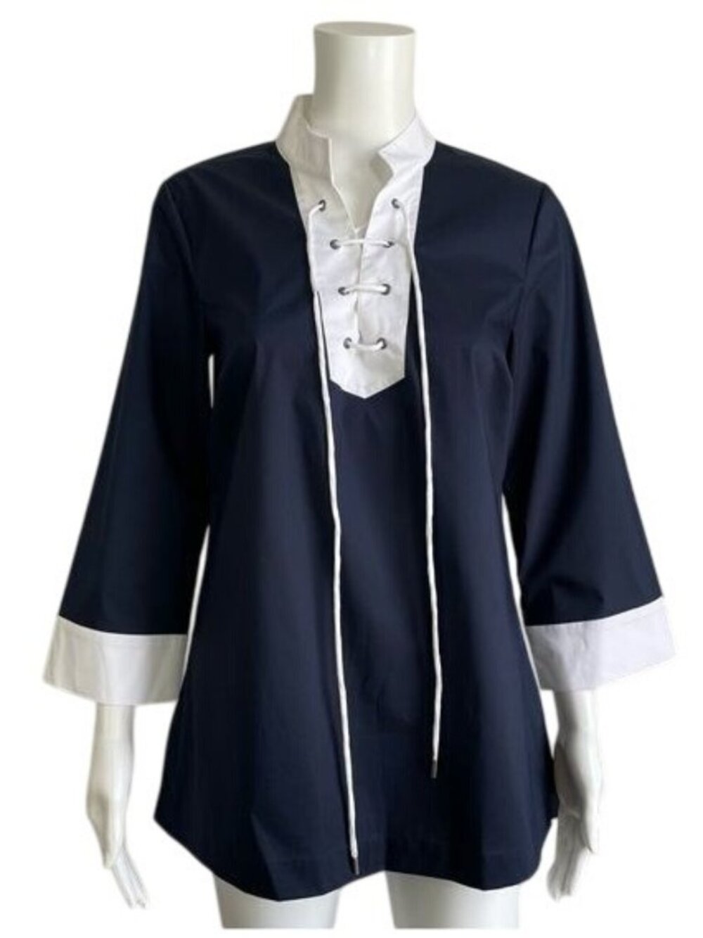 Brookes Brothers Lace Up Tunic in Navy - S